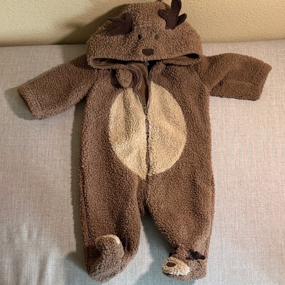 Carter's Brown Fleece Reindeer Footie
